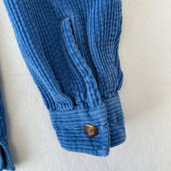 LL Bean Womens Corduroy Shirt Jacket Shacket Size M Blue Cotton Pockets Country - Picture 8 of 13